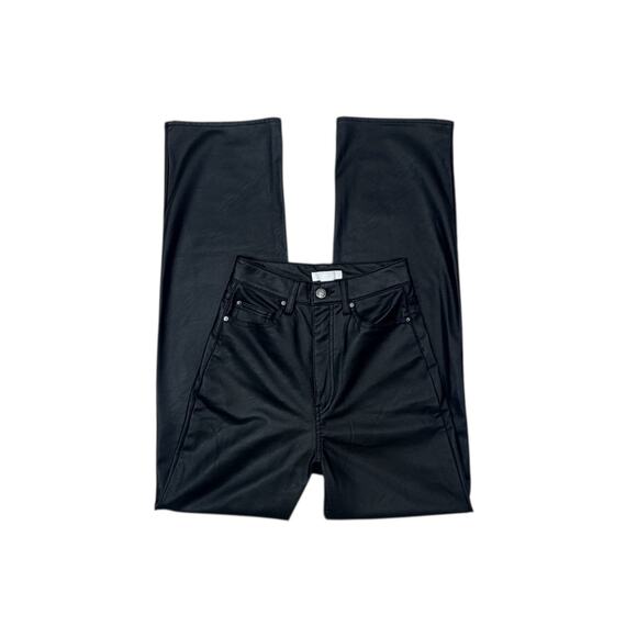 H&M Faux Leather Wide-Leg Pants - Women's Size 4 Black - Picture 1 of 5